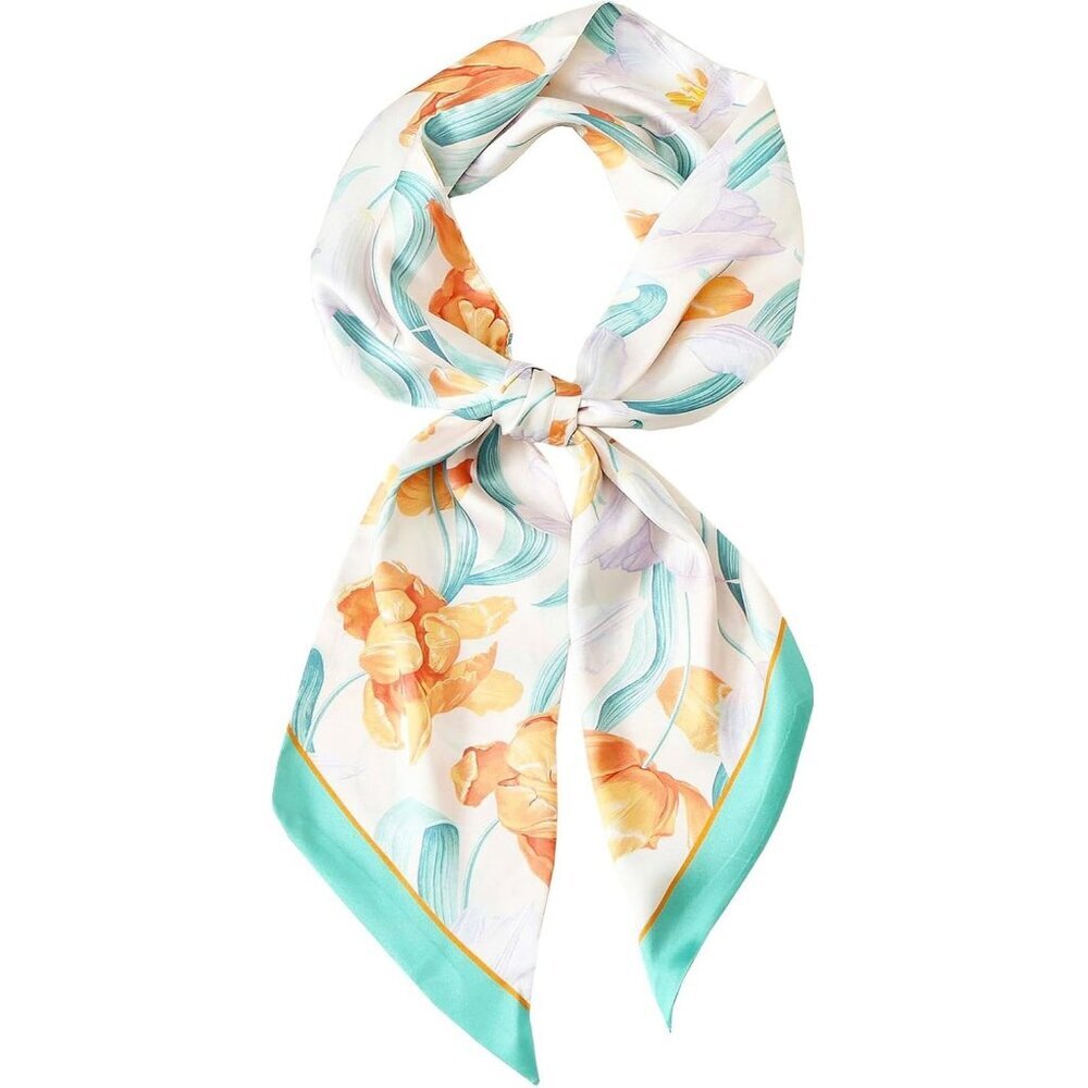 Women's elegant Flower Purse Scarf For Handbags Silky Long Bag Scarfs Skinny